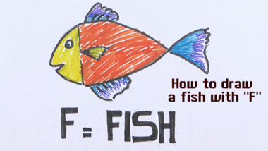 F for Fish | Easy Drawing Tutorial 