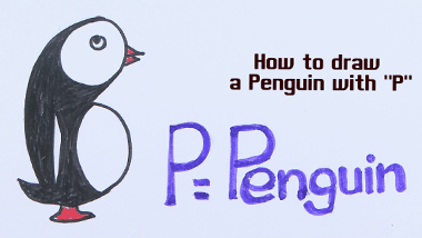 P for Penguin | Easy Drawing Tutorial