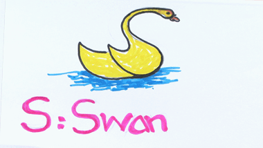 S for Swan | Easy Drawing Tutorial 