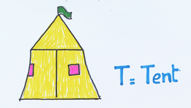 T for Tent | Easy Drawing Tutorial