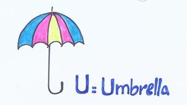 U for Umberalla | Easy Drawing Tutorial
